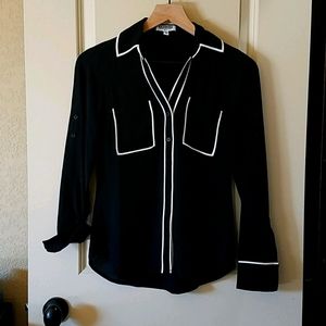 Express Black and White Portofino Shirt